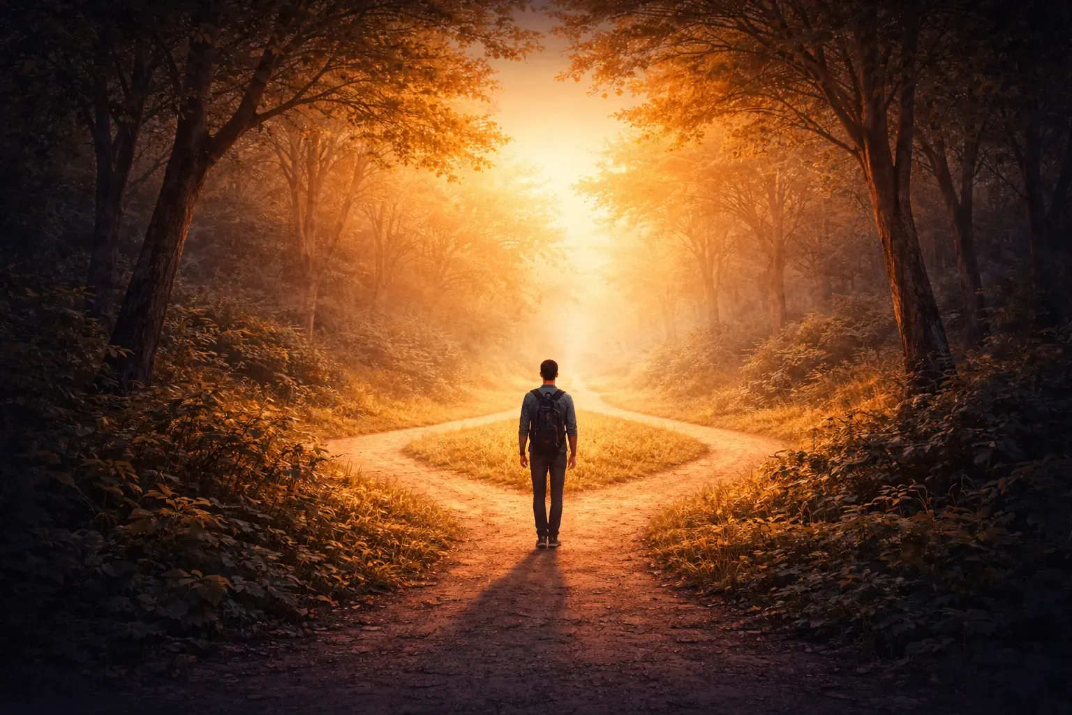 Path at night with a starry sky